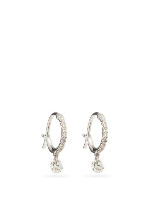 Matchesfashion.com Raphaele Canot - Diamond & 18kt White-gold Hoop Earrings - Womens - White Gold