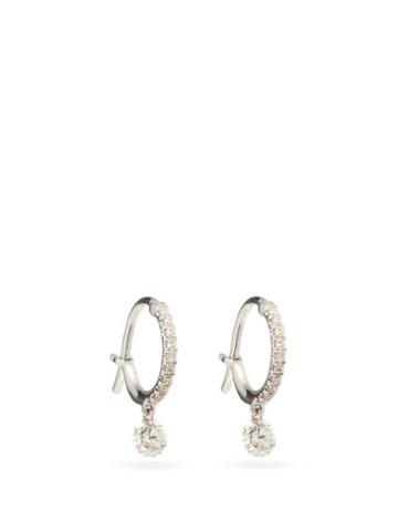 Matchesfashion.com Raphaele Canot - Diamond & 18kt White-gold Hoop Earrings - Womens - White Gold