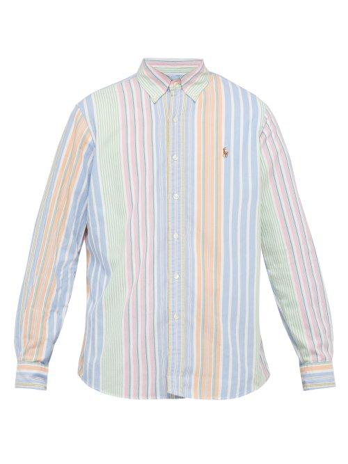 Matchesfashion.com Polo Ralph Lauren - Striped Logo Embroidered Cotton Oxford Shirt - Mens - Multi