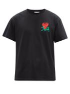 Jw Anderson - Strawberry Logo-embroidered Cotton-jersey T-shirt - Mens - Black