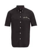Matchesfashion.com Alexander Mcqueen - Brad Pitt Script-embroidered Cotton-blend Shirt - Mens - Black