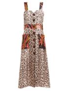 Matchesfashion.com La Prestic Ouiston - Ban De Soleil Mixed Print Silk Twill Dress - Womens - Animal