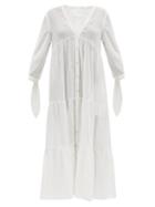Matchesfashion.com Loup Charmant - Tonino Tiered Cotton Lace-jacquard Midi Dress - Womens - White