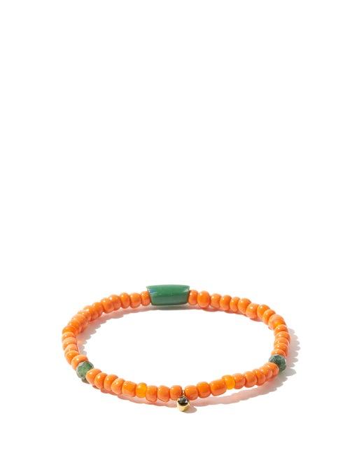 Matchesfashion.com Musa By Bobbie - Diamond, Emerald & 18kt Gold Beaded Bracelet - Womens - Orange