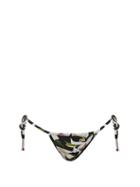 Matchesfashion.com Dolce & Gabbana - Lily Print Tie Side Bikini Briefs - Womens - Black Print