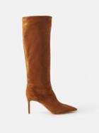 Aquazzura - Matignon 75 Suede Knee-high Boots - Womens - Brown