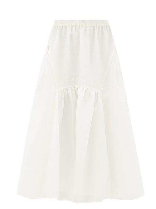 Matchesfashion.com Cecilie Bahnsen - Eve Gathered Rose-cloqu Skirt - Womens - White