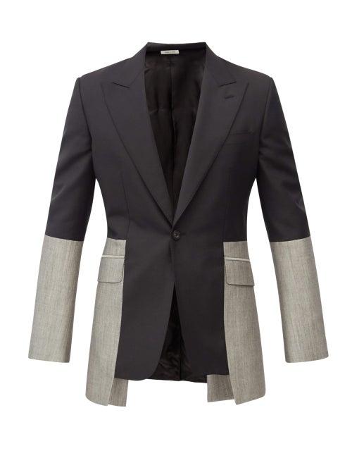 Matchesfashion.com Alexander Mcqueen - Contrasting Single-breasted Wool Suit Jacket - Mens - Black