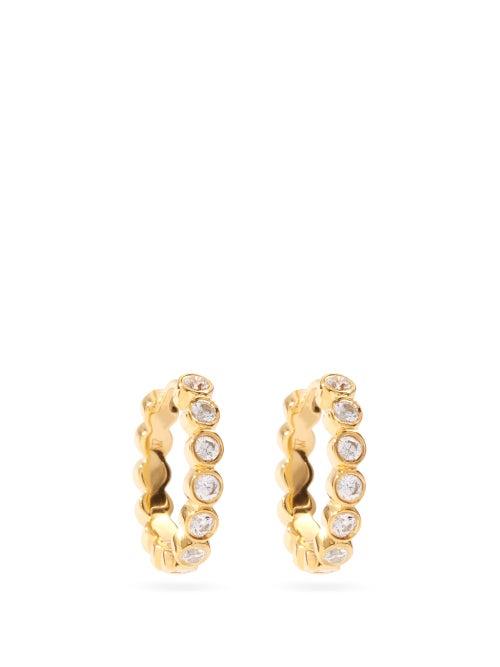 Matchesfashion.com Theodora Warre - Crystal & Gold-plated Sterling-silver Hoops - Womens - Yellow Gold