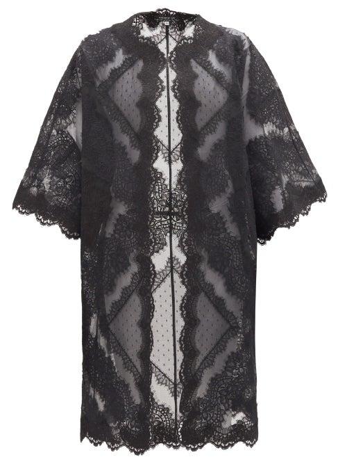Matchesfashion.com Andrew Gn - Lace-trimmed Cotton-blend Organza Coat - Womens - Black