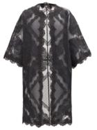 Matchesfashion.com Andrew Gn - Lace-trimmed Cotton-blend Organza Coat - Womens - Black