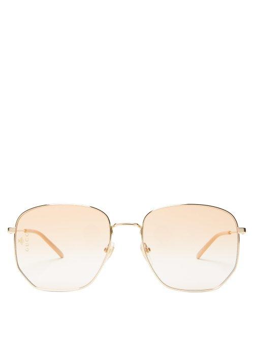Matchesfashion.com Gucci - Square Metal Glasses - Mens - Gold
