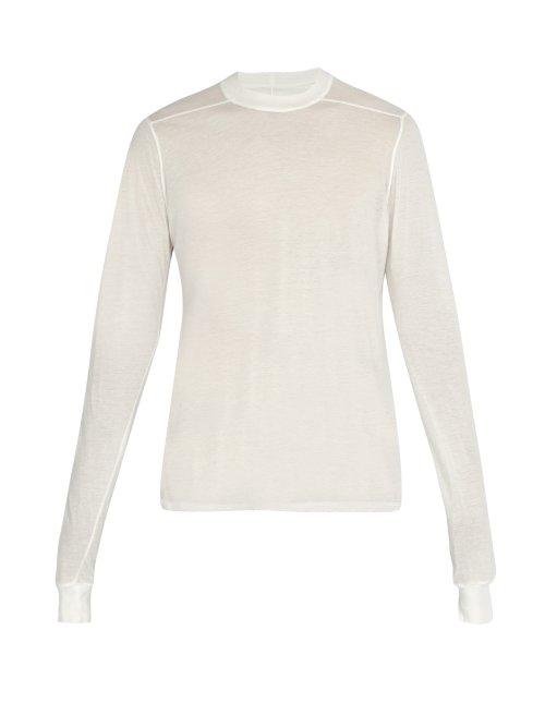 Matchesfashion.com Rick Owens Drkshdw - Semi Sheer Long Sleeved Cotton Top - Mens - White