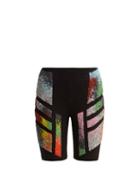 Matchesfashion.com Germanier - Bead Embellished Stretch Cotton Jersey Shorts - Womens - Black Multi