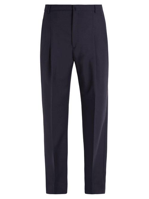 Matchesfashion.com Acne Studios - Kalnar Straight Leg Wool Blend Trousers - Mens - Navy