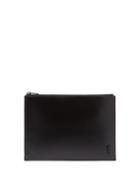 Mens Bags Saint Laurent - Ysl-plaque Leather Pouch - Mens - Black