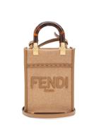 Fendi - Sunshine Mini Logo Flannel Cross-body Bag - Womens - Beige