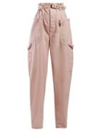 Matchesfashion.com Isabel Marant - Inny Paperbag Waist Wide Leg Trousers - Womens - Light Pink
