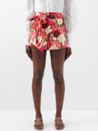 Zimmermann - Wonderland Floral-print Tie-waist Linen Shorts - Womens - Floral