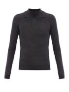 Matchesfashion.com Falke Ess - Logo-print Technical Wool-blend Jersey Top - Mens - Black