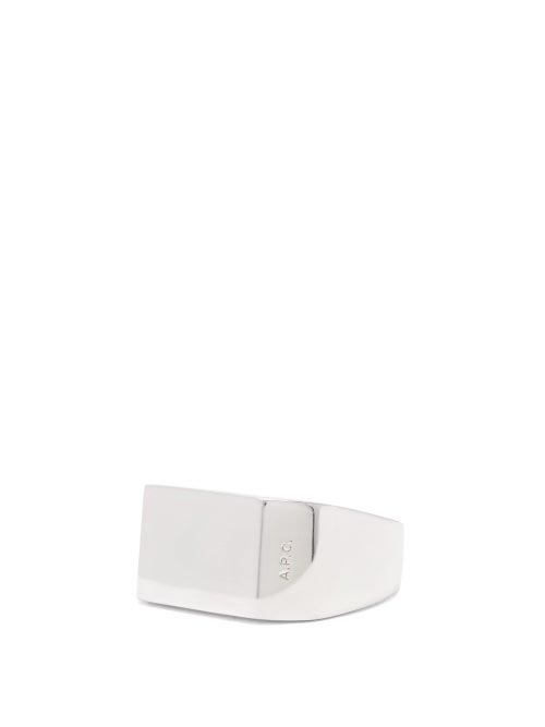 Matchesfashion.com A.p.c. - Nolan Logo-engraved Signet Ring - Mens - Silver