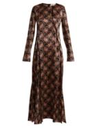 Matchesfashion.com Diane Von Furstenberg - Split Hem Silk Satin Dress - Womens - Black Print