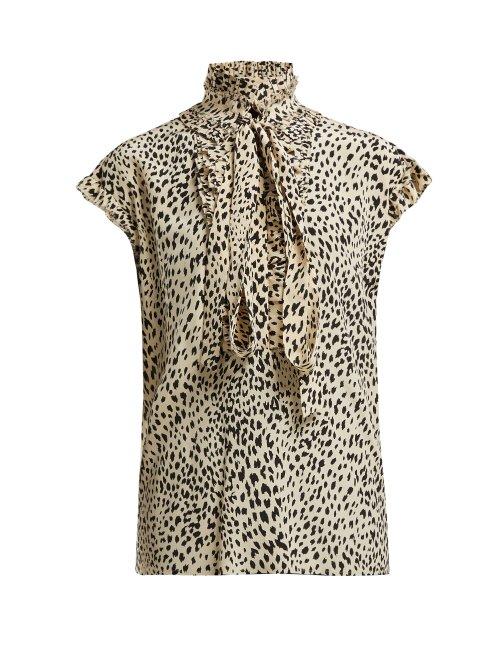 Matchesfashion.com Haider Ackermann - Viola Leopard Print Silk Blouse - Womens - Cream Multi
