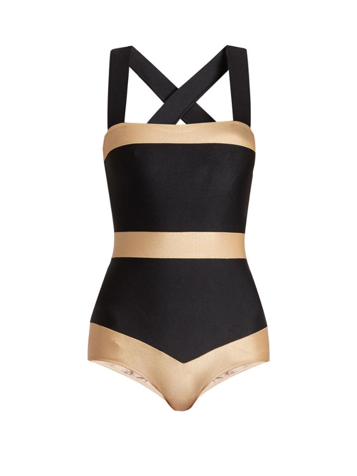 Adriana Degreas Striped Cross-back Swimsuit