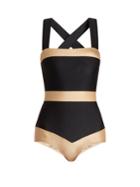 Adriana Degreas Striped Cross-back Swimsuit