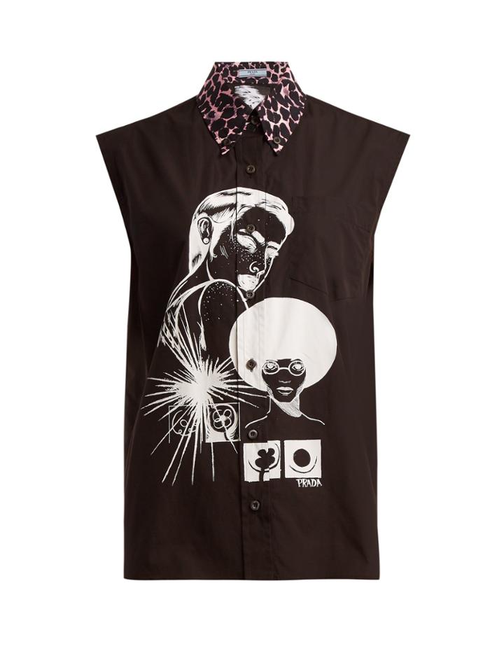 Prada Camicia Eva-print Cotton Shirt