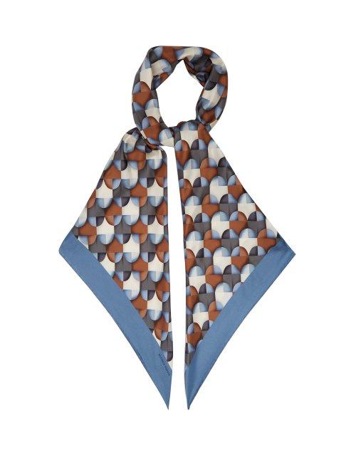 Matchesfashion.com Bottega Veneta - Geometric Silk Twill Scarf - Womens - Blue