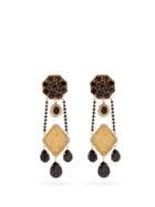Matchesfashion.com Dolce & Gabbana - Madonna Crystal-embellished Clip Earrings - Womens - Black Gold