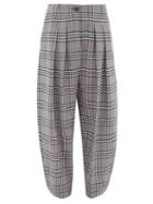Matchesfashion.com See By Chlo - High-waist Tapered Checked-twill Trousers - Womens - Grey