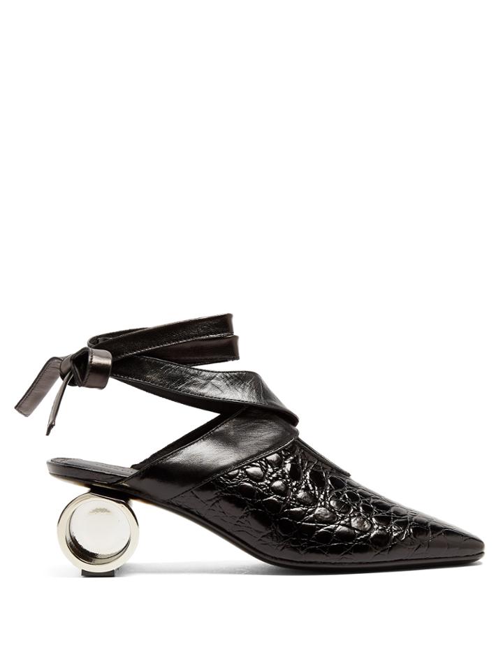 J.w.anderson Cylinder-heel Crocodile-effect Leather Mules