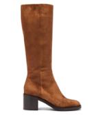 Matchesfashion.com Gianvito Rossi - Ellington 60 Zipped Suede Knee-high Boots - Womens - Brown
