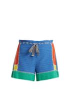 Matchesfashion.com Diane Von Furstenberg - Paperbag Waist Crochet Knit Shorts - Womens - Multi Stripe
