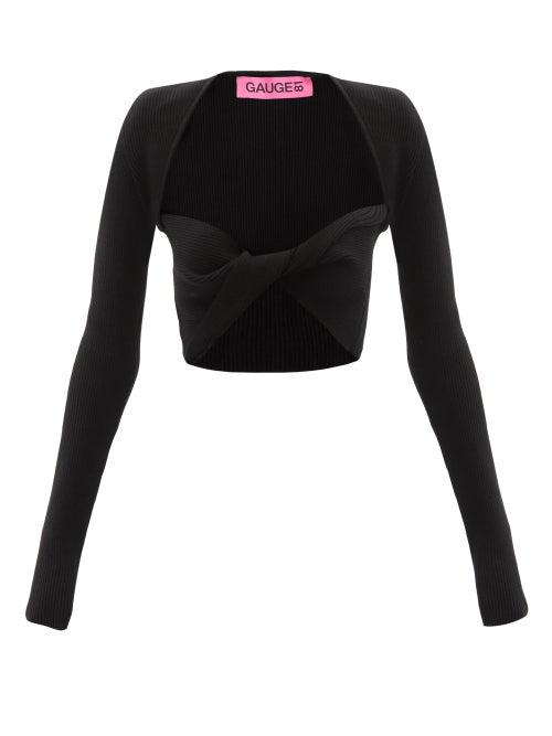 Gauge81 - Lifa Twisted Front Merino-blend Cropped Top - Womens - Black