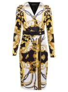 Matchesfashion.com Versace - Baroque-print Jersey Wrap Dress - Womens - White Multi
