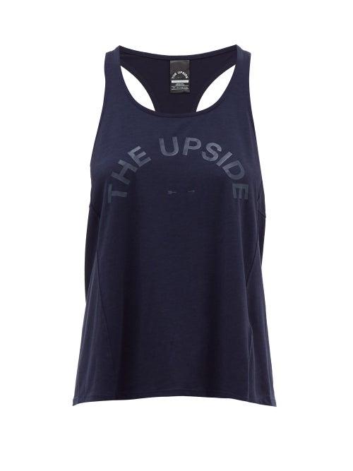 Matchesfashion.com The Upside - Scarlette Logo Print Dri Release Tank Top - Womens - Navy