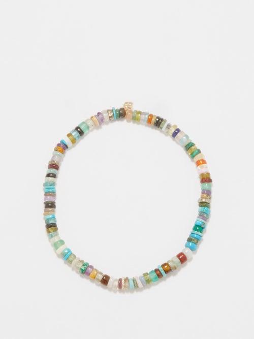 Sydney Evan - Diamond, Stone And 14kt Gold Heishi Bracelet - Mens - Blue Multi