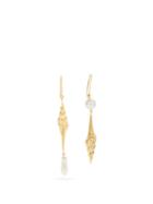 Matchesfashion.com Erdem - Mismatched Shell And Faux-pearl Earrings - Womens - Yellow Gold