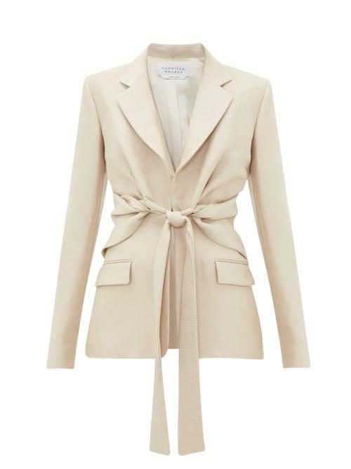 Matchesfashion.com Gabriela Hearst - Grant Knotted Wool-blend Piqu Suit Jacket - Womens - Light Beige