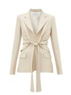 Matchesfashion.com Gabriela Hearst - Grant Knotted Wool-blend Piqu Suit Jacket - Womens - Light Beige