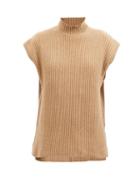Ganni - Sleeveless Recycled Wool-blend Roll-neck Top - Womens - Camel
