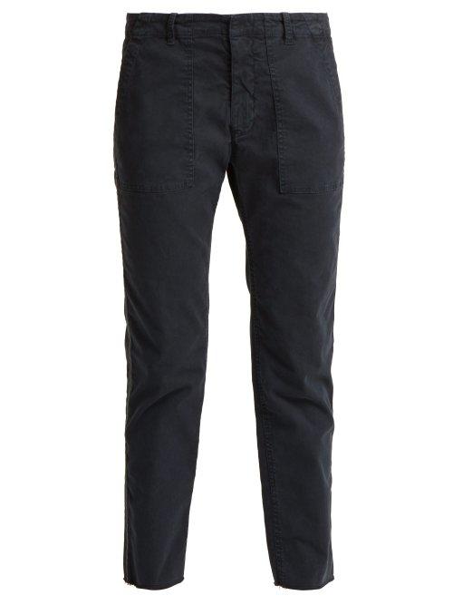Matchesfashion.com Nili Lotan - Jenna Stretch Cotton Tape Side Trousers - Womens - Dark Navy