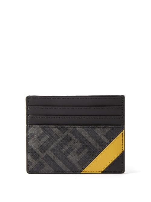 Fendi - Ff-logo Grained-leather Cardholder - Mens - Black