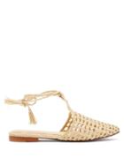 Ladies Shoes Zyne - Arianna Wraparound-ties Raffia Backless Loafers - Womens - Cream