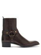 Matchesfashion.com Saint Laurent - Wyatt Harness Leather Boots - Mens - Dark Brown