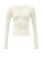 Ladies Rtw Khaite - Angelina Laced-back Ribbed Sweater - Womens - Ivory