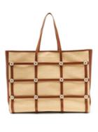 Matchesfashion.com Fabrizio Viti - Miss Daisy Raffia And Leather Tote Bag - Womens - Beige Multi